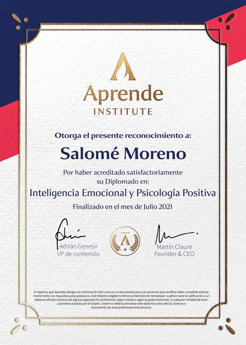 Diploma en Inteligencia Emocional y Psicologia Positiva en Aprende Institute