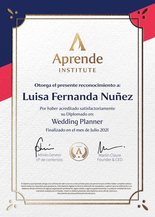 Diploma en Wedding Planner en Aprende Institute