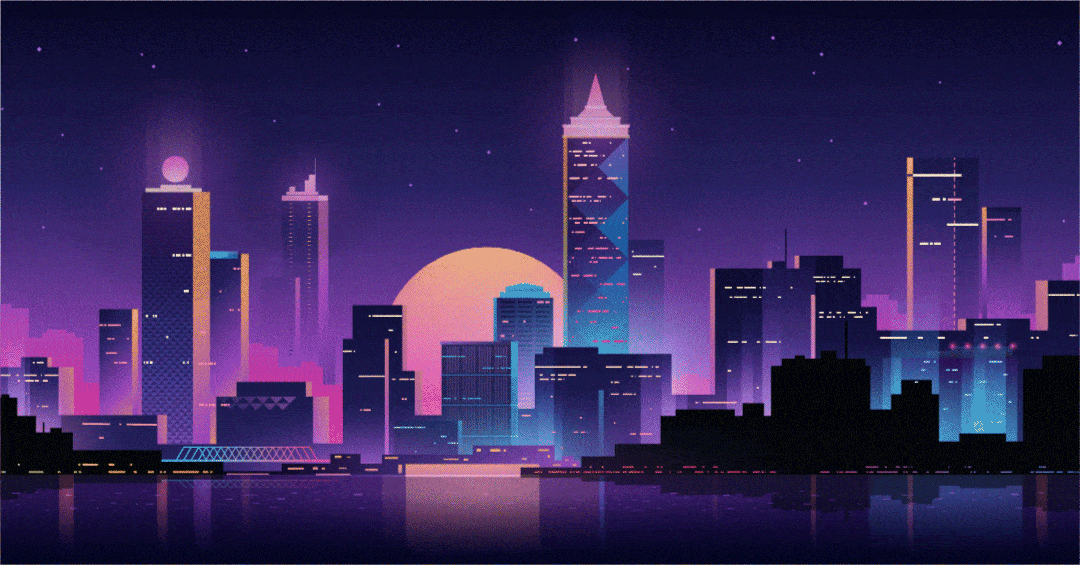ilustración de cómo luce una ciudad de noche iluminada