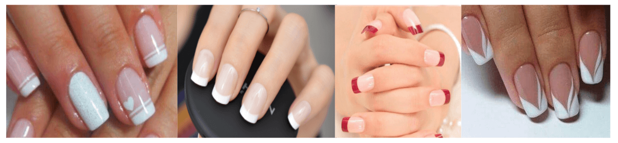 Esquema de ejemplos de uñas francesas