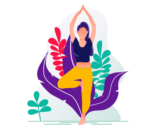 ilustración de una mujer practicando yoga