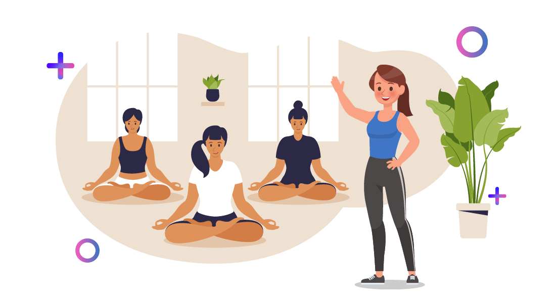 ilustración clase de yoga