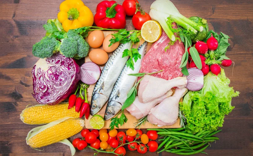 tabla de alimentos saludables, desde verduras a carnes blancas