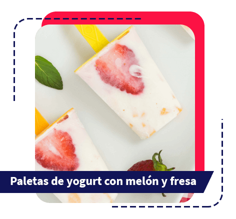Paletas de yogurt con melón y fresa