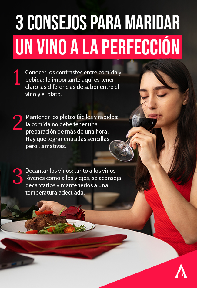 infografia con consejos para maridar un vino adecuadamente