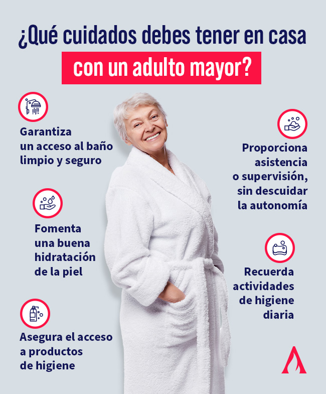 infografia sobre los cuidados de la higiene del adulto mayor