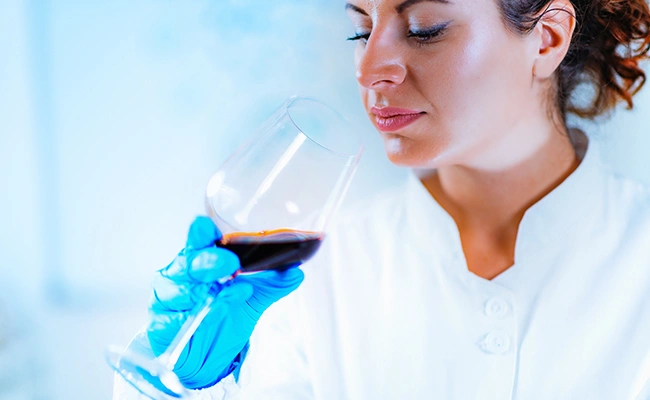 investigador de vinos en el laboratorio